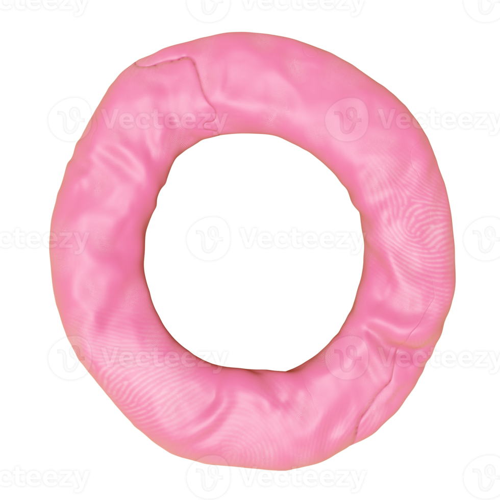 O brief logo ontwerp van plasticine geïsoleerd. roze O klei speelgoed- icoon sjabloon elementen concept, 3d illustratie geven png
