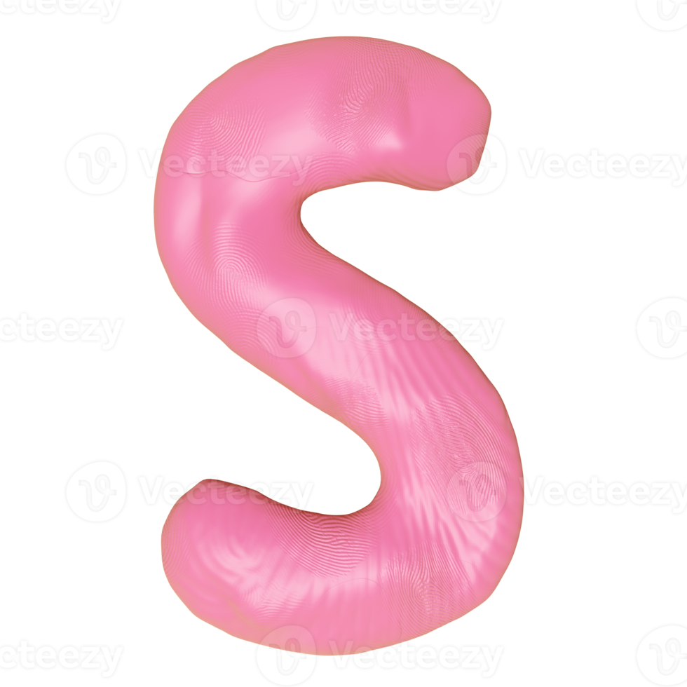 s brief logo ontwerp van plasticine geïsoleerd. roze s klei speelgoed- icoon sjabloon elementen concept, 3d illustratie geven png