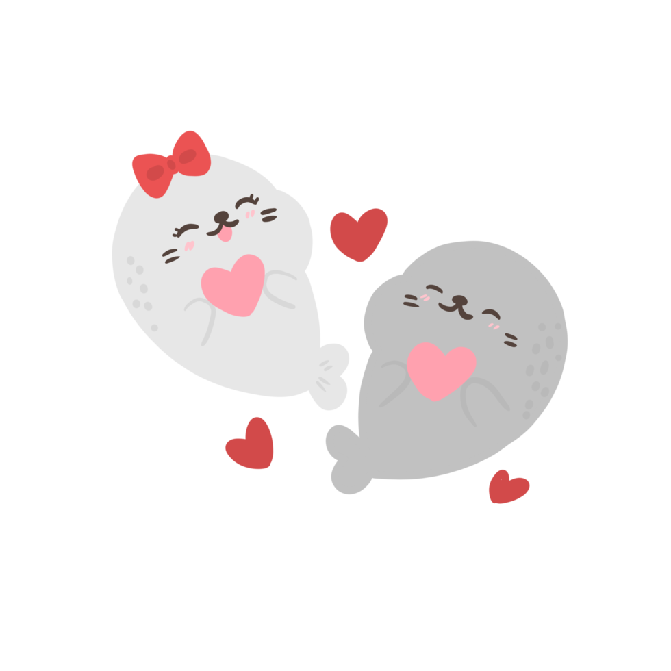 cute seal animal in love, valentine's day illustration 17060853 PNG