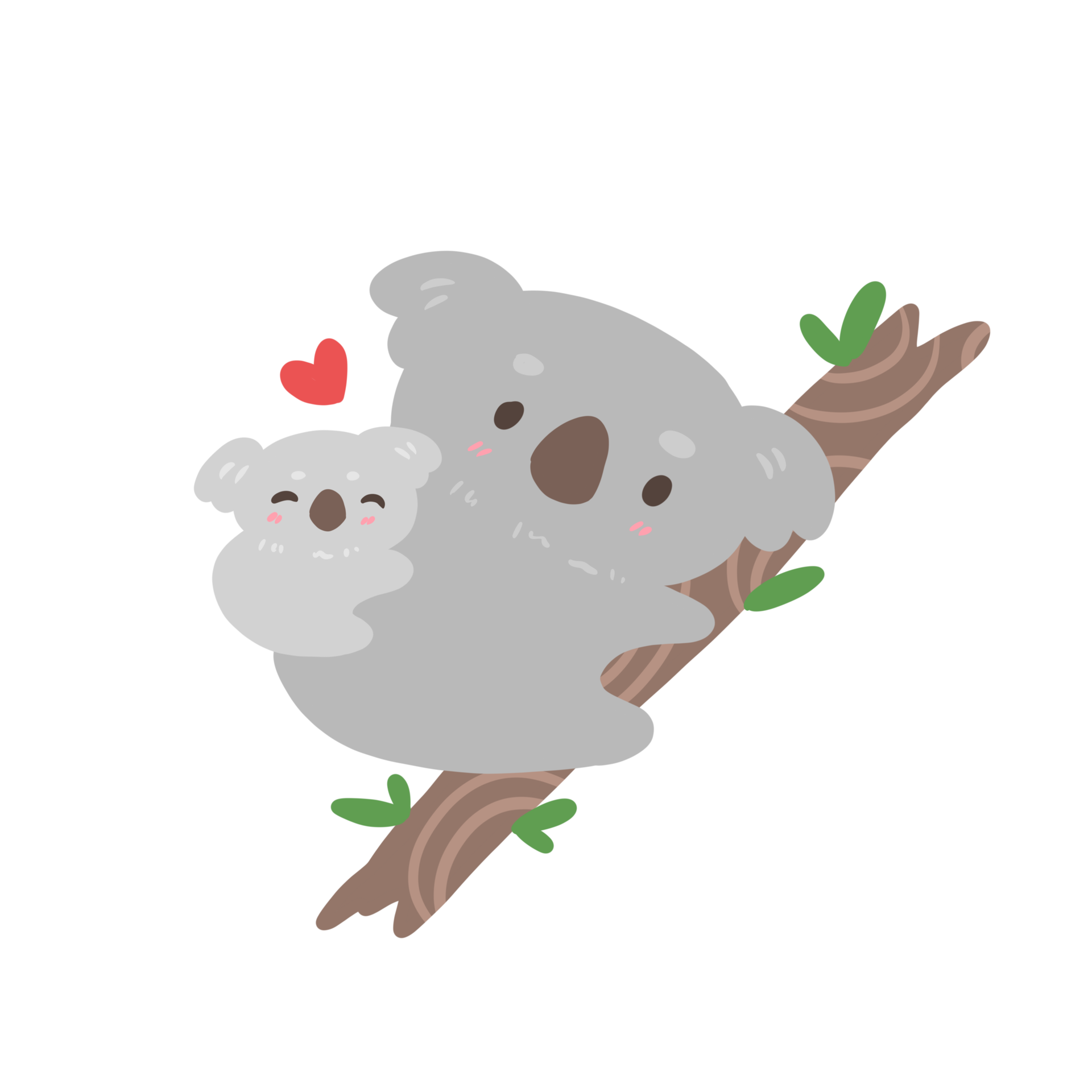 Free Cute cartoon character mother koala and baby on tree, valentine's day  illustration 17060966 PNG with Transparent Background