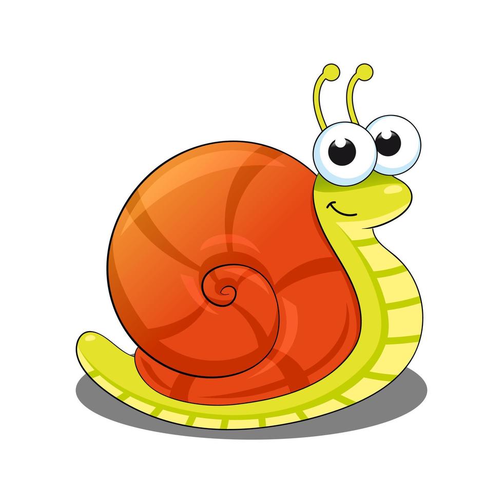 lindo caracol sonriente vector de ilustración.