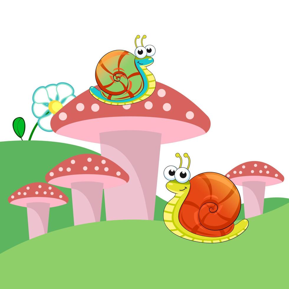 Cute snail smiling illustration vector. vector