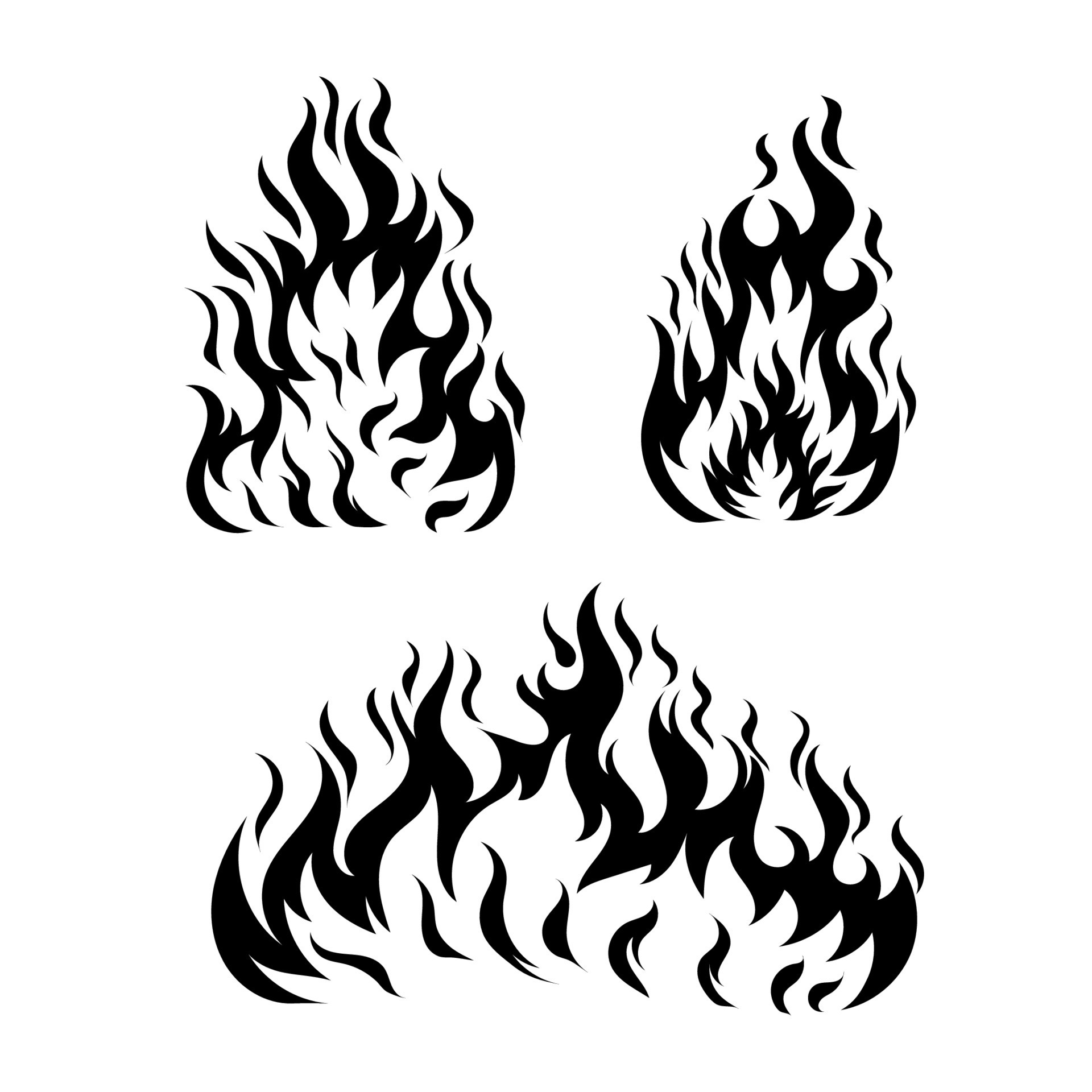 Black isolated outline icon of flame, fire on white background. posters for  the wall • posters white, view, style