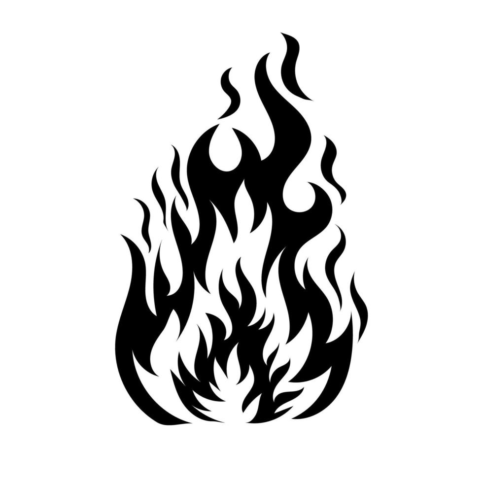 Black isolated outline icon of flame, fire on white background. posters for  the wall • posters white, view, style