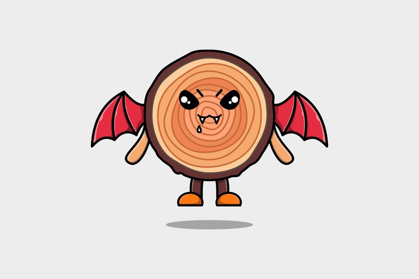 Cute mascot cartoon Wood trunk dracula with wings vector