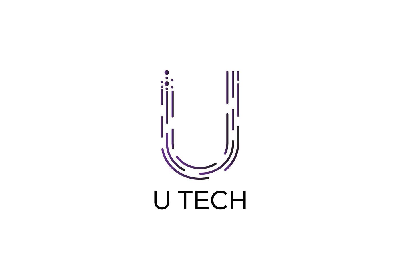 U Tech Abstract U letter modern minimalist logo design vector