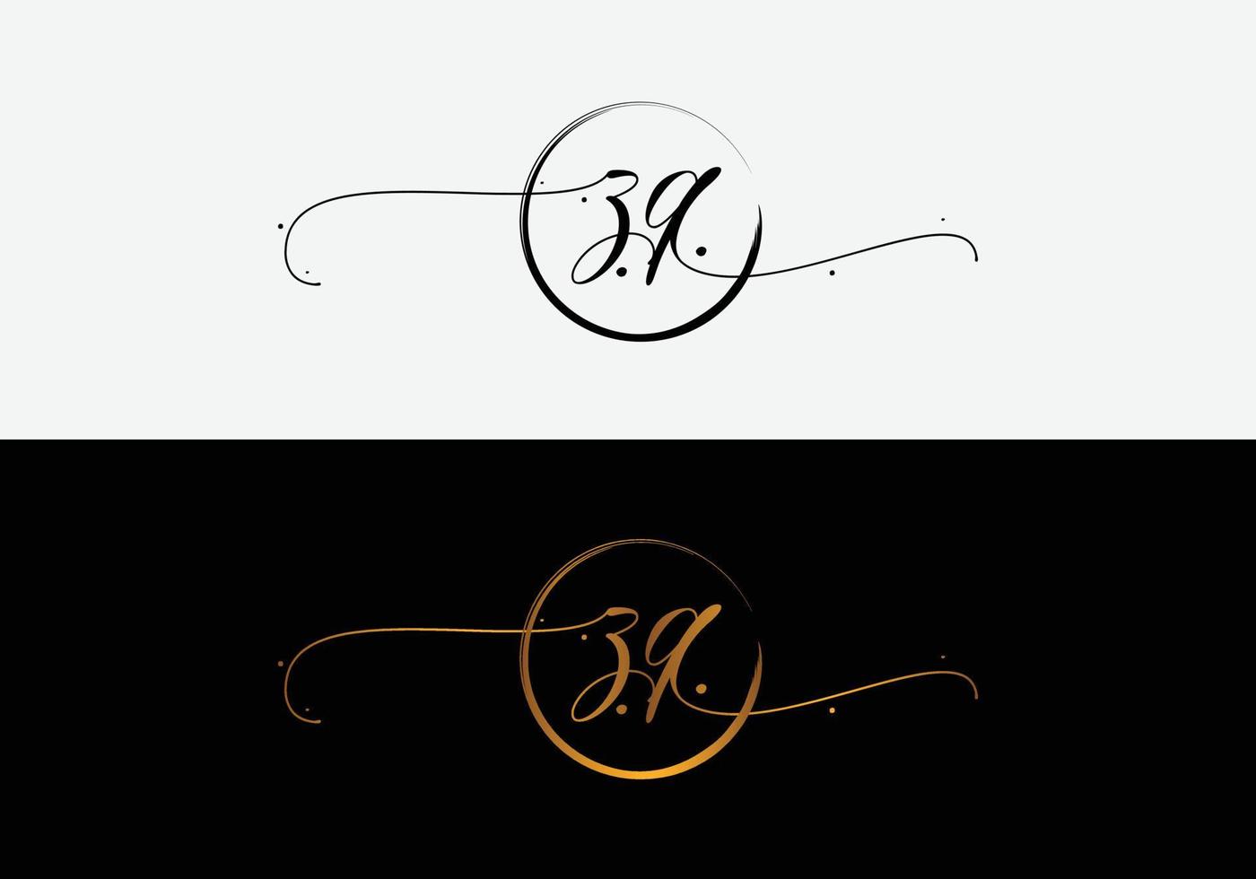 Abstract zq modern typography lettermarks script font logo design vector