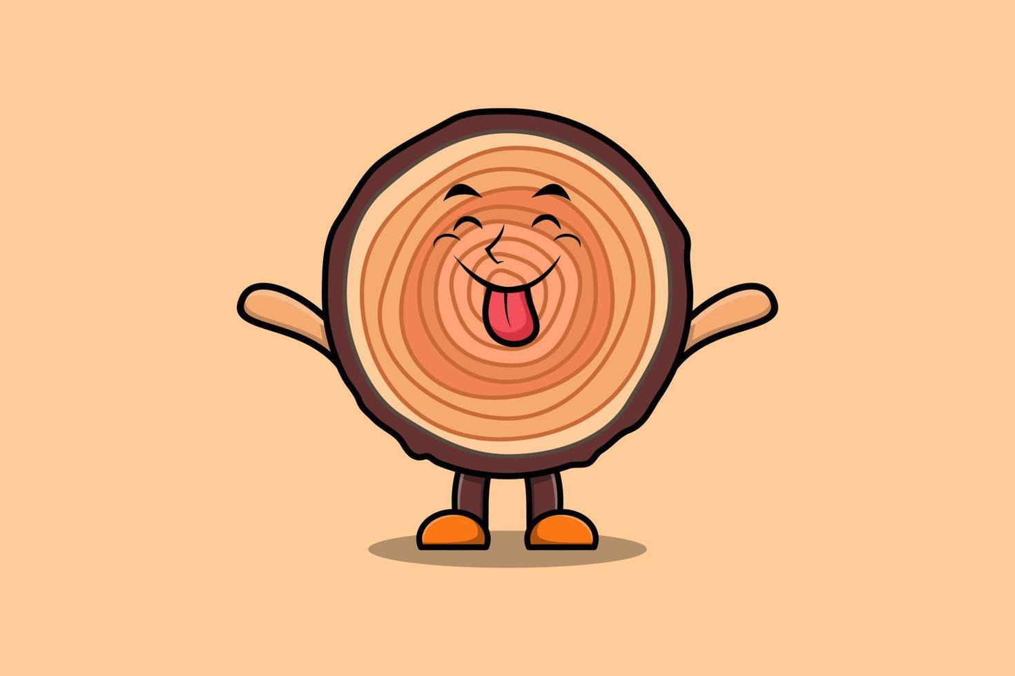 Cute cartoon Wood trunk character with flashy vector