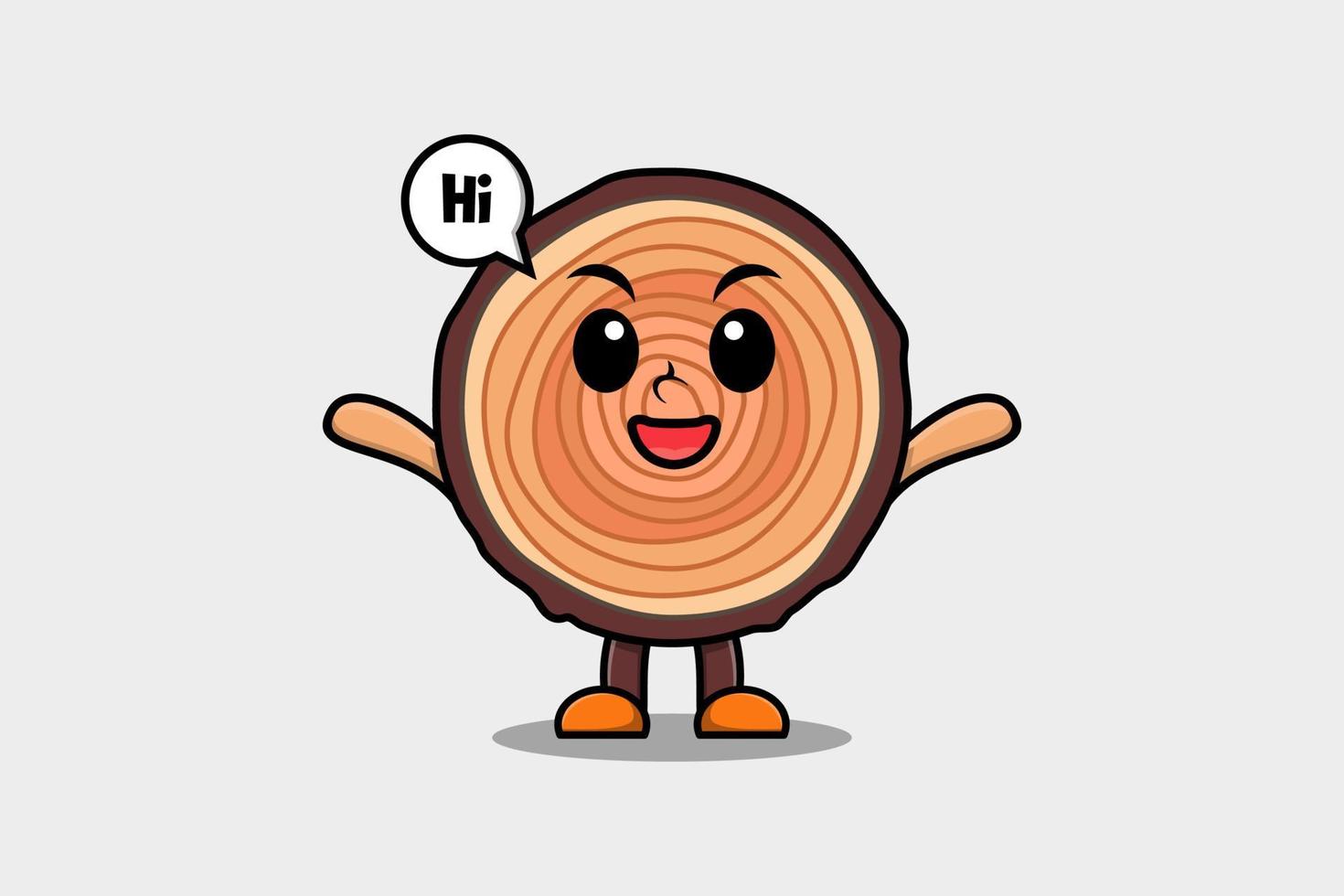 Cute cartoon Wood trunk character with happy vector
