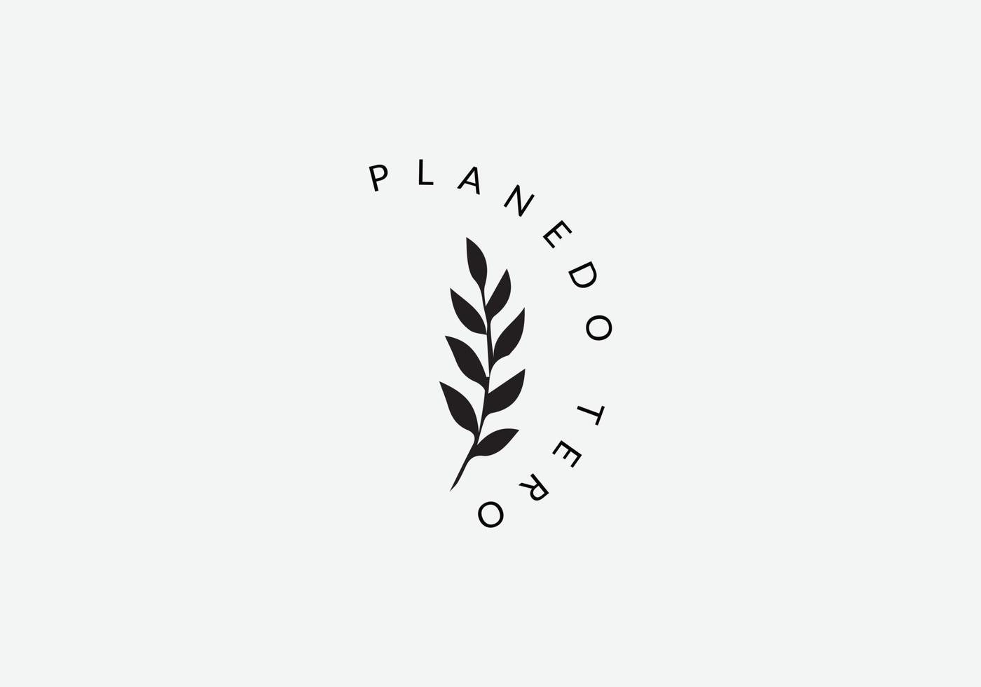 Planedo tree, logo concept template with palm tree and sunset vector