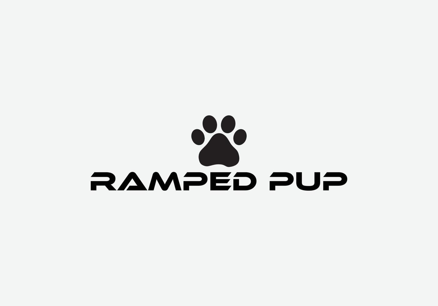 diseño de logotipo de icono de vector de pata de perro cachorro en rampa