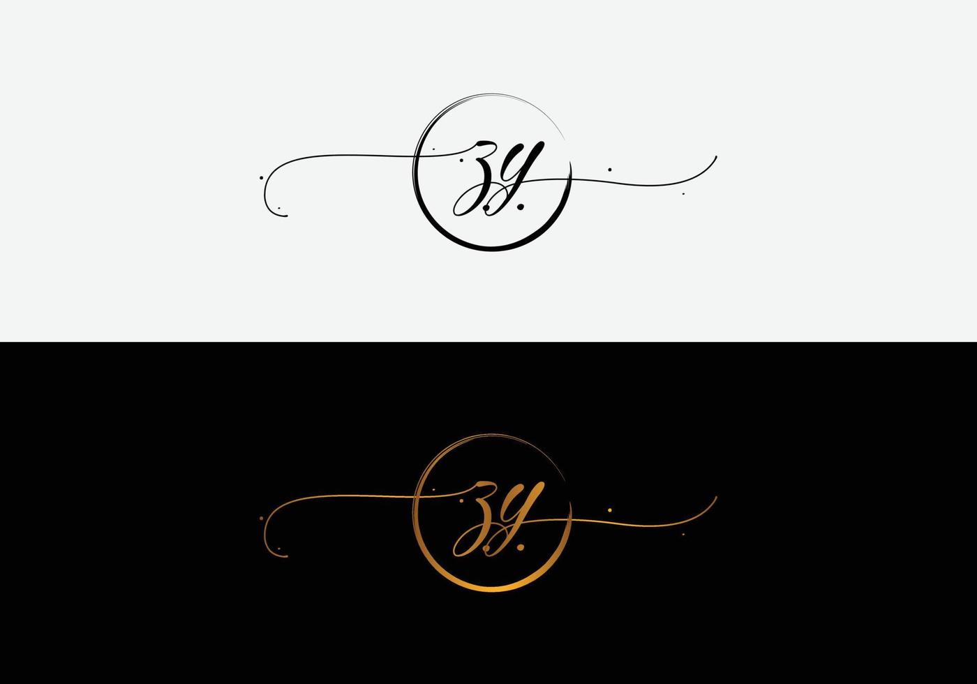 ZY Initial calligraphy handwritten logo. Handwritten alphabet in the logo template. Letters and Alphabet for signature, wedding, fashion, floral and botanical logo design vector