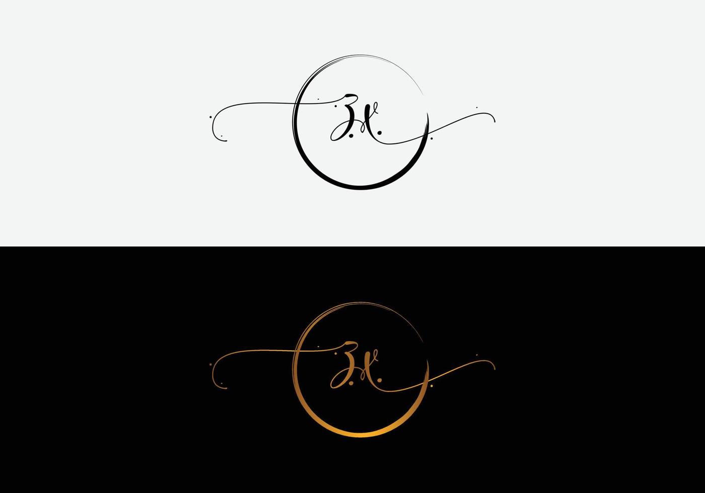Zx Initial calligraphy handwritten logo. Letters and Alphabet for signature, wedding, fashion, floral and botanical logo design vector