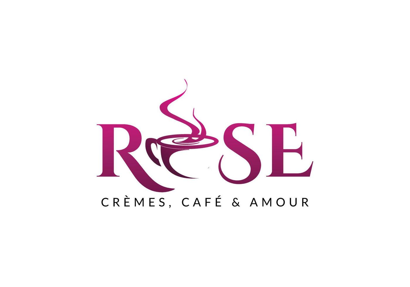 diseño de logotipo de café de té de tipografía de emblema de rosa abstracto vector
