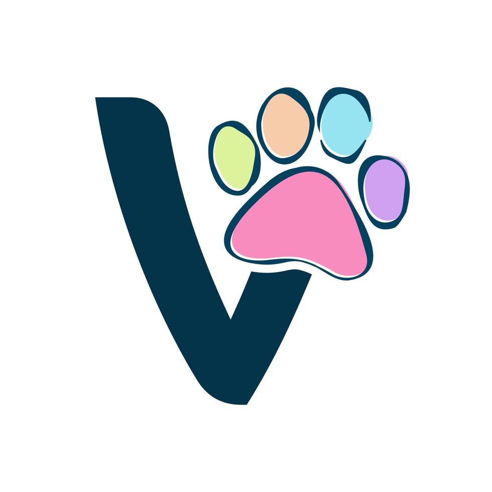 logotipo inicial de patas v vector