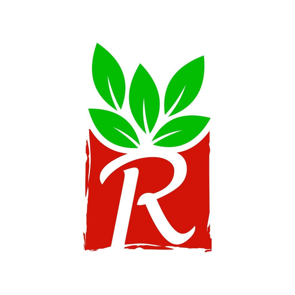 Initial R Leaf Box Logo vector