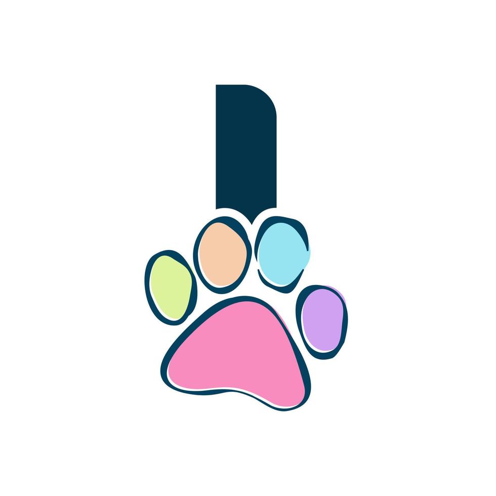 logotipo inicial de i paws vector