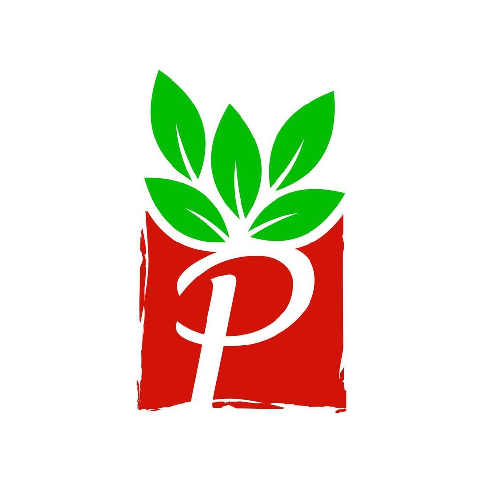 Initial P Leaf Box Logo vector
