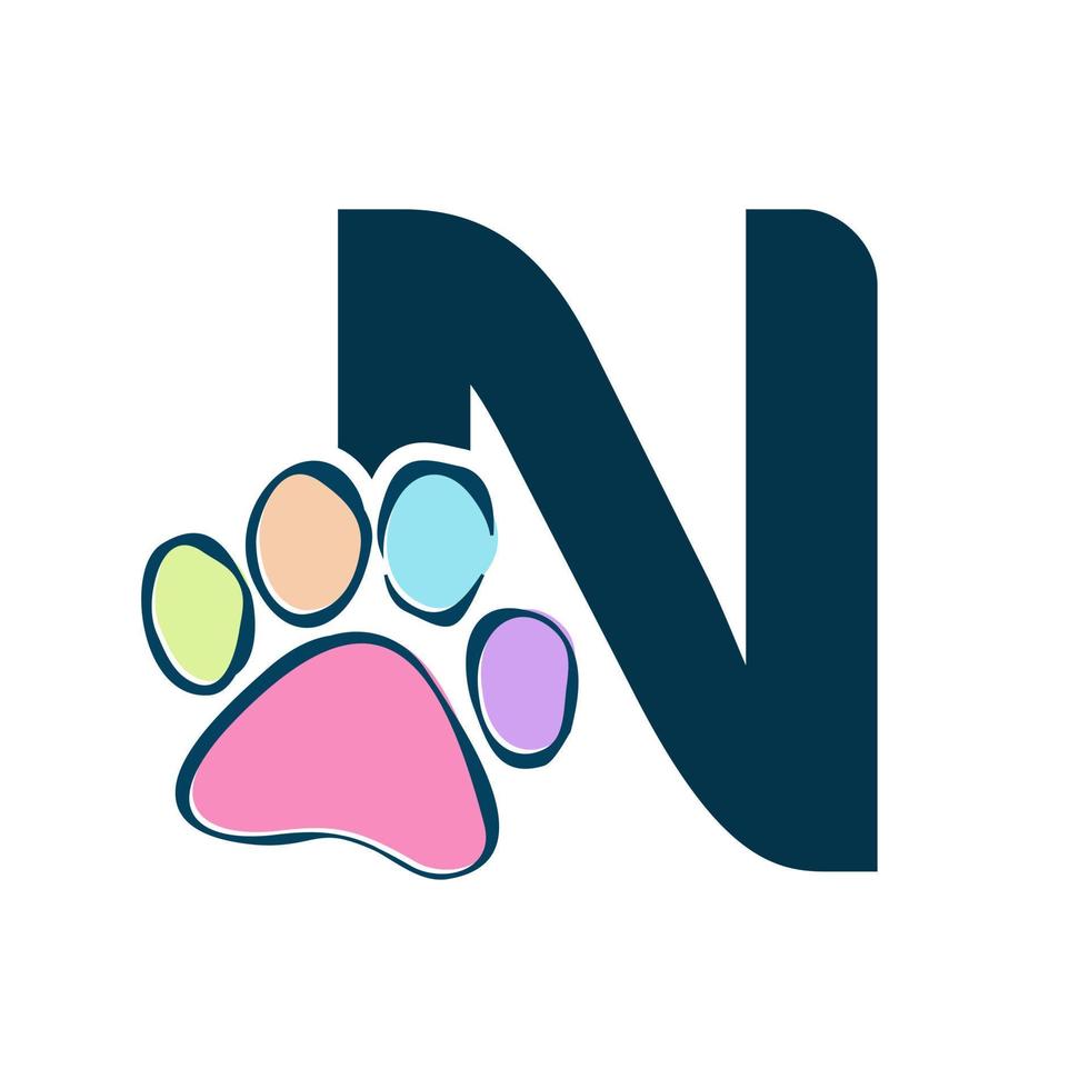 logotipo inicial de n patas vector