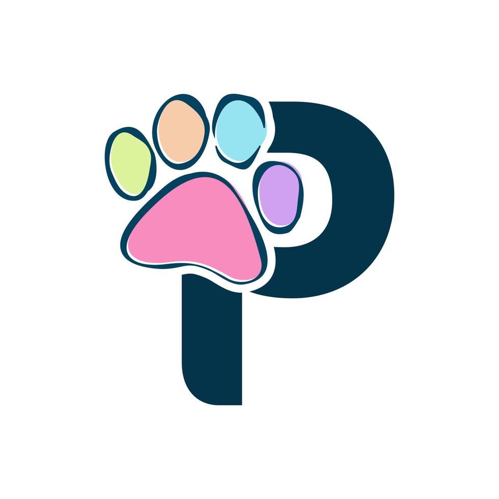 Initial P Paws Logo vector