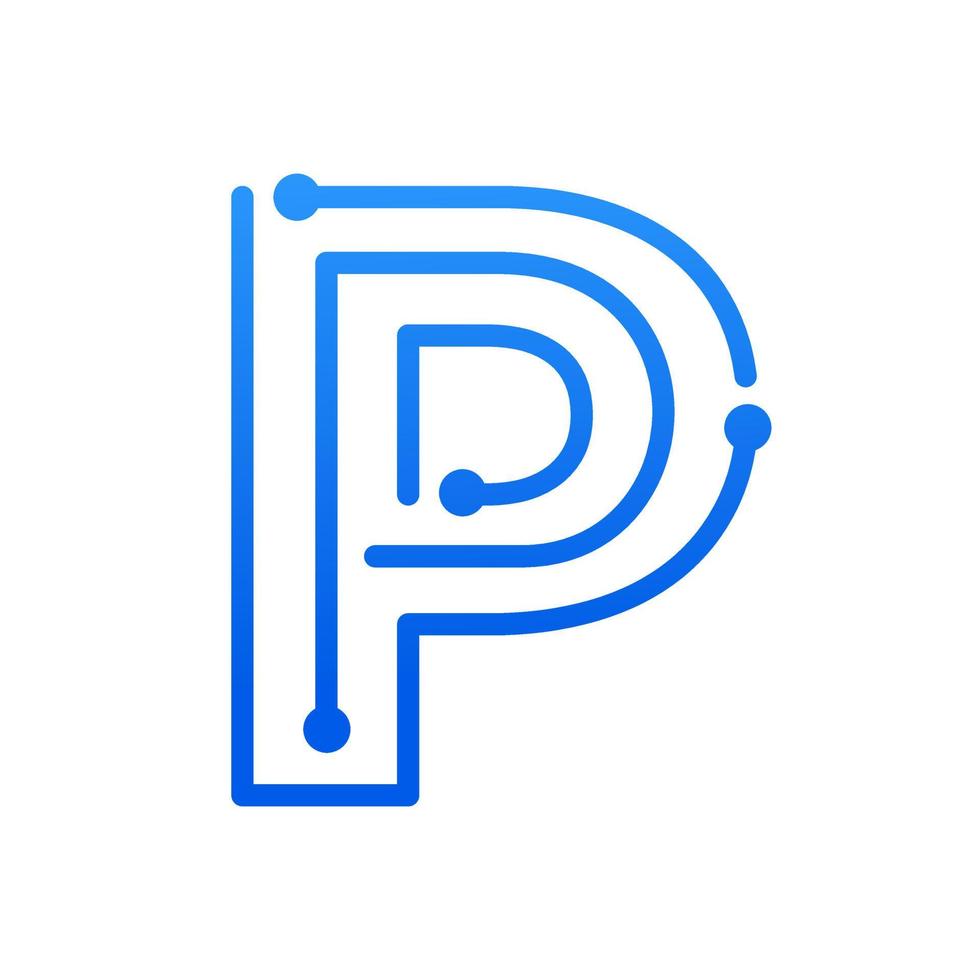 Initial P Technology Logo vector