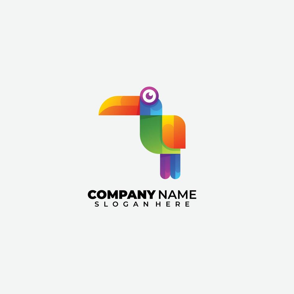 toucan logo gradient colorful design icon vector