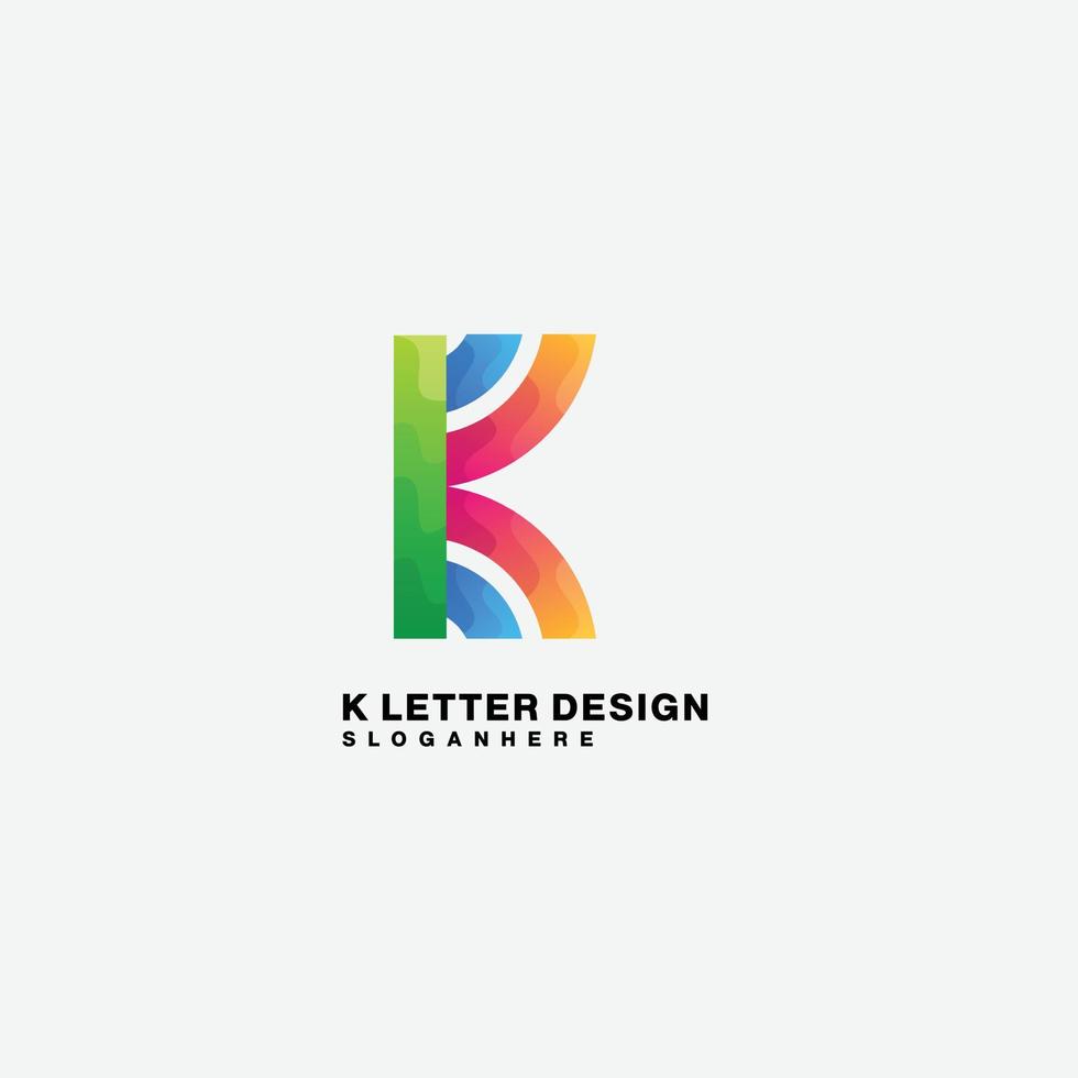 plantilla de logotipo colorido de diseño de letra k vector