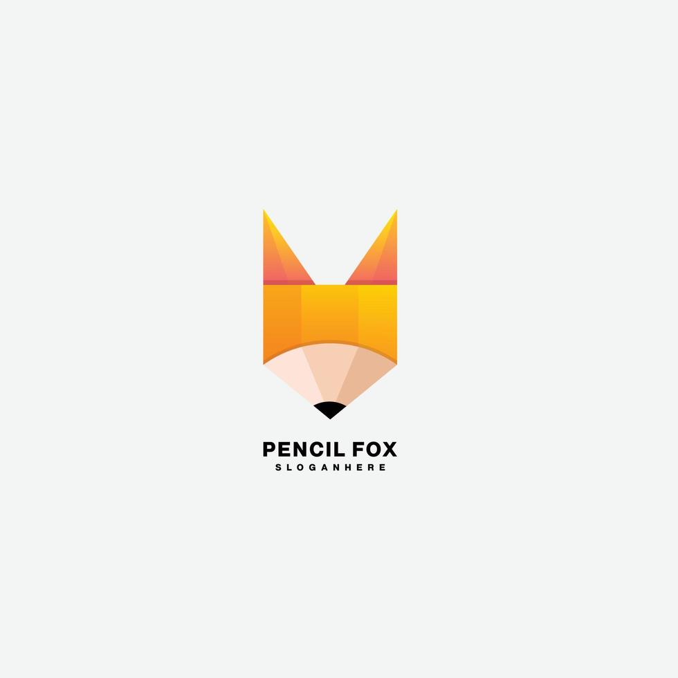 pencil fox logo design template color icon vector