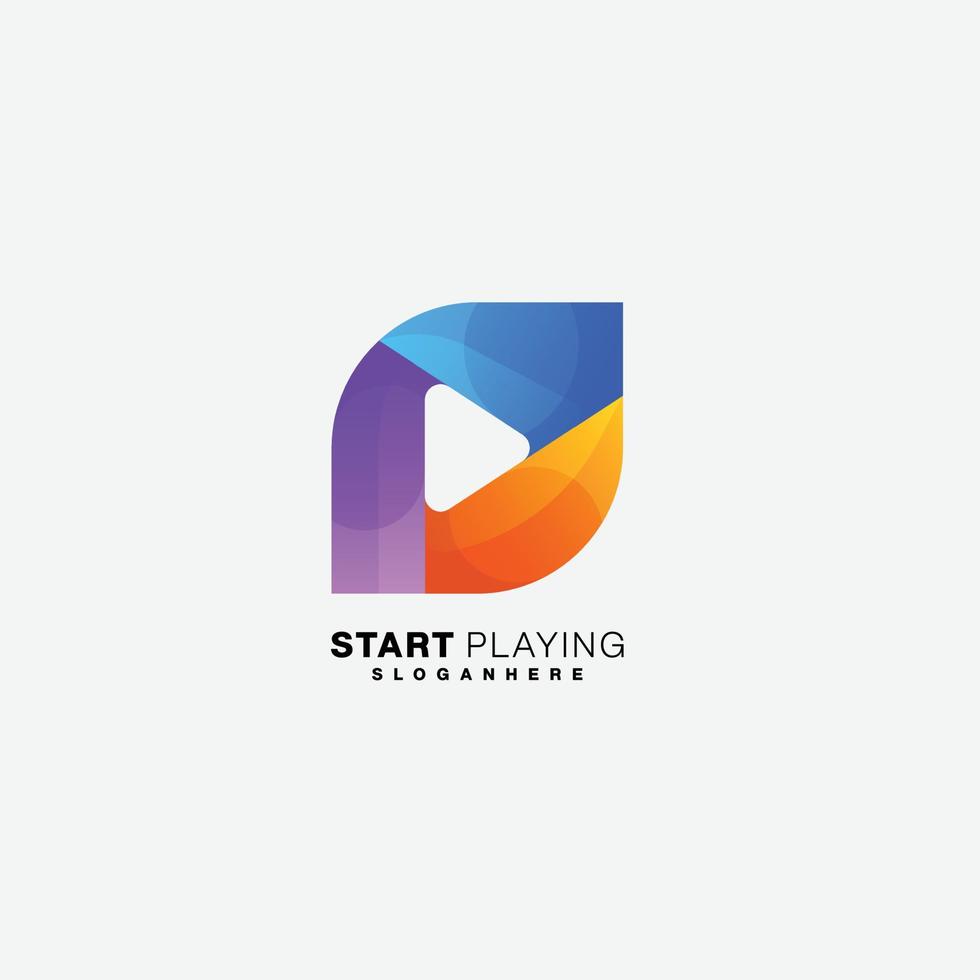 play media template logo colorful design vector