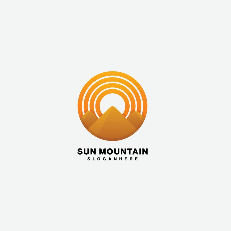 sun mountain logo design gradient colorful icon vector