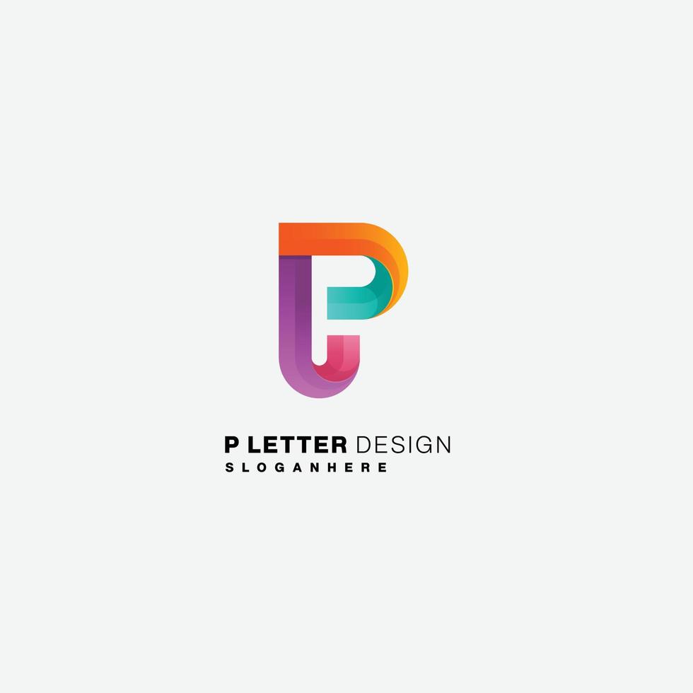 letter p design colorful logo art gradient template vector