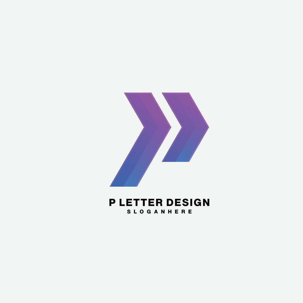 letra p con logotipo de diseño de flecha colorido vector