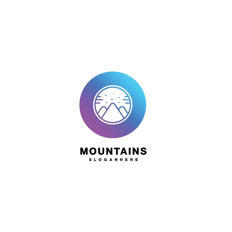 mountains logo template design gradient color icon vector