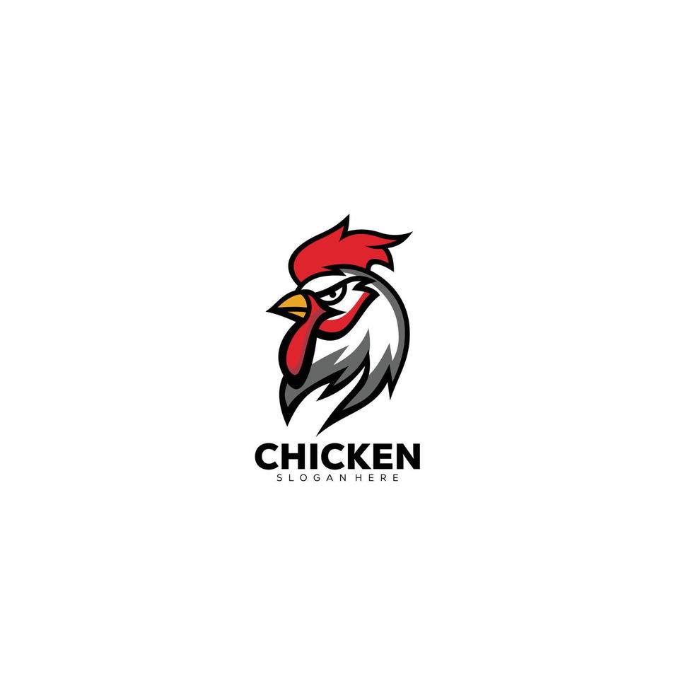 plantilla de logotipo de ilustración de diseño de icono de gallo de cabeza vector