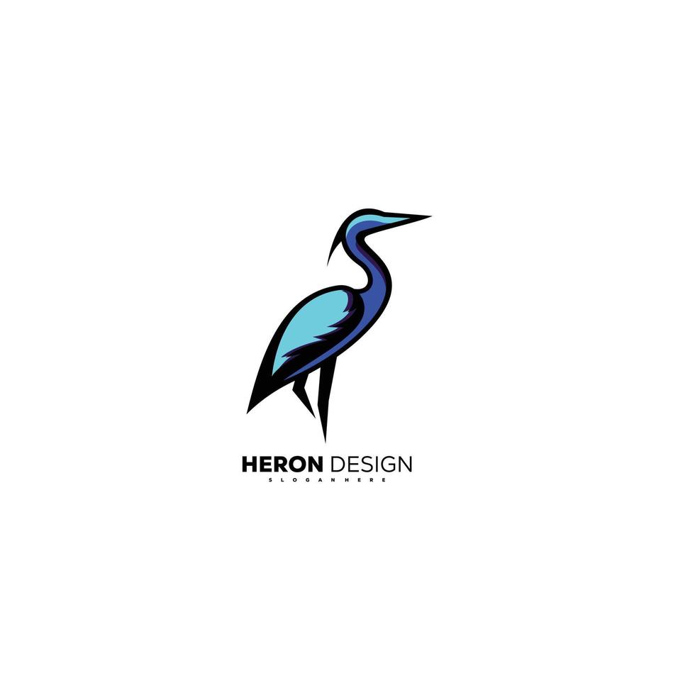 heron logo mascot design gradient  template vector