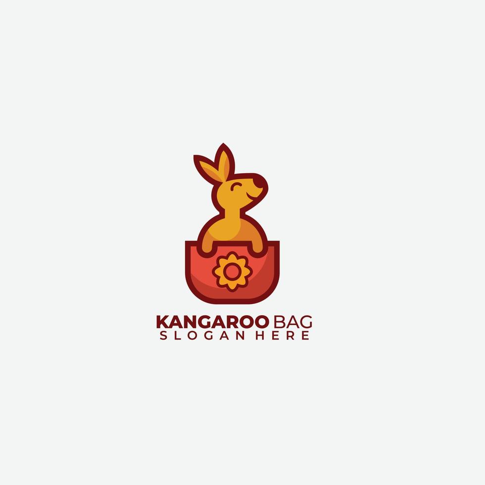 cute kangaroo logo illustration template design color vector