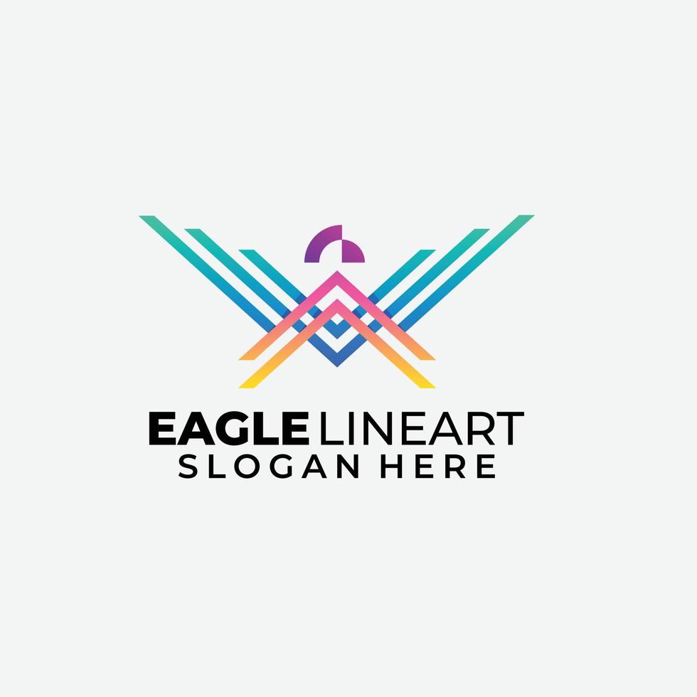 eagle line art logo template design icon vector