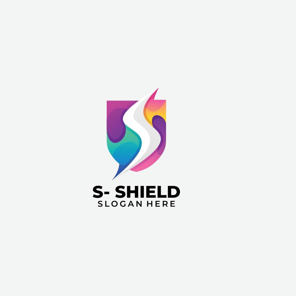 letter s shield logo design color illustration vector