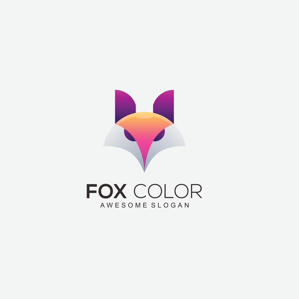 fox head logo colorful design template vector