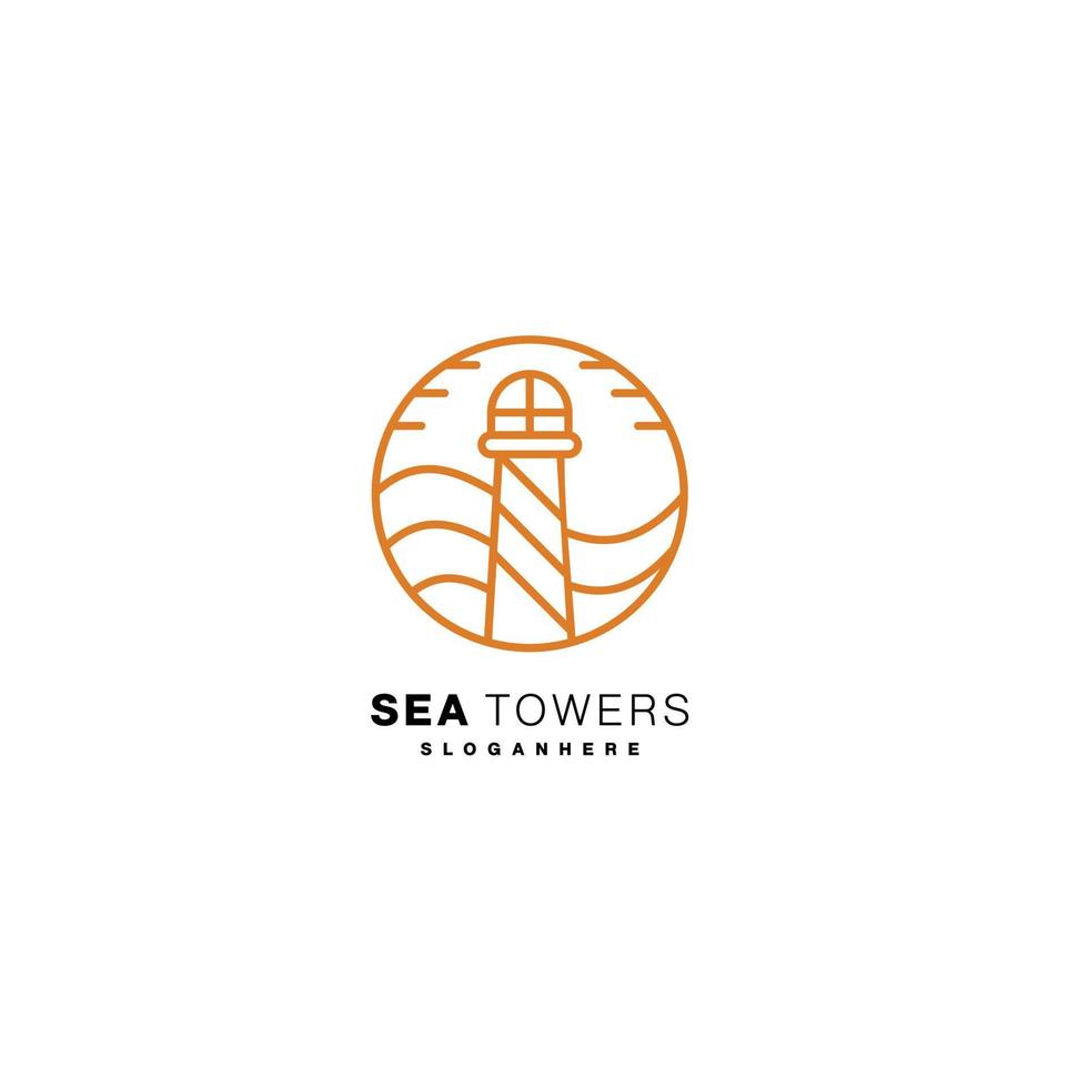 lighthouse design line art logo color template icon vector