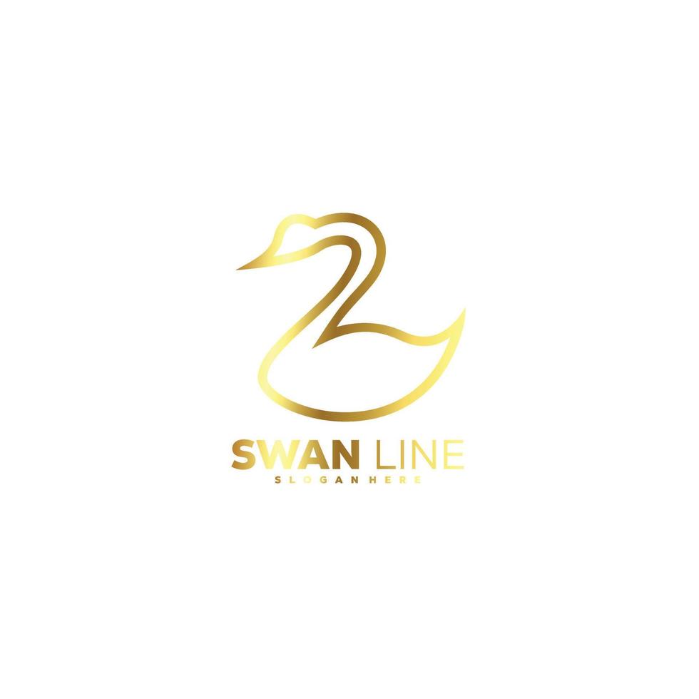 swan line art logo template elegant color vector