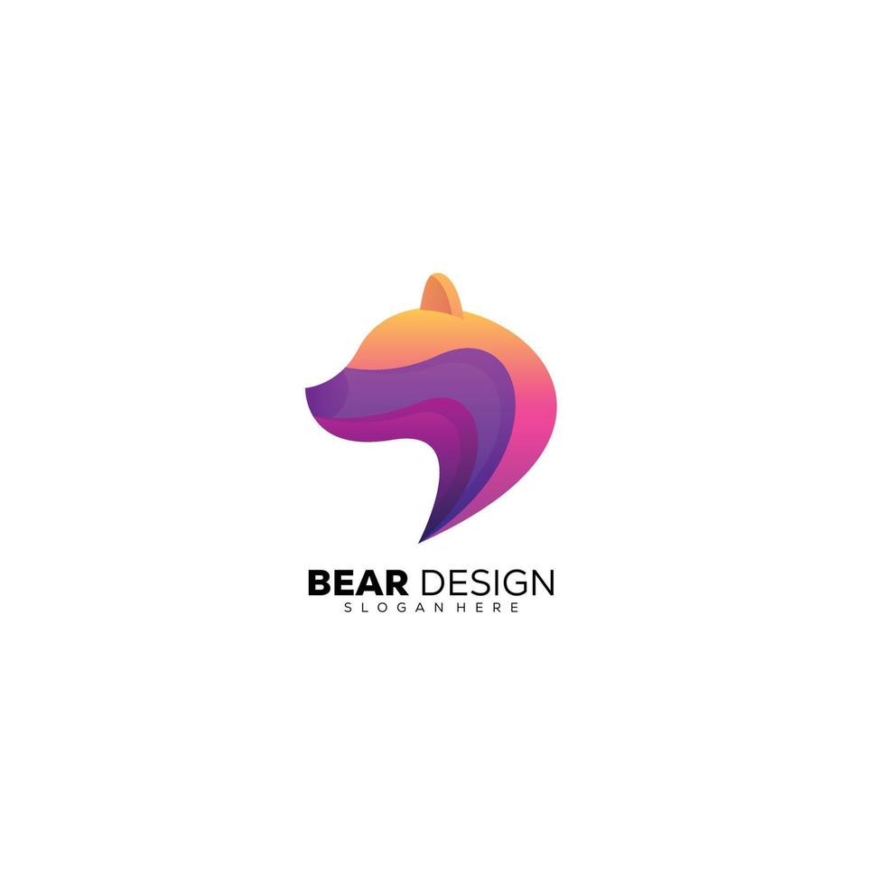 head bear logo template gradient colorful design vector