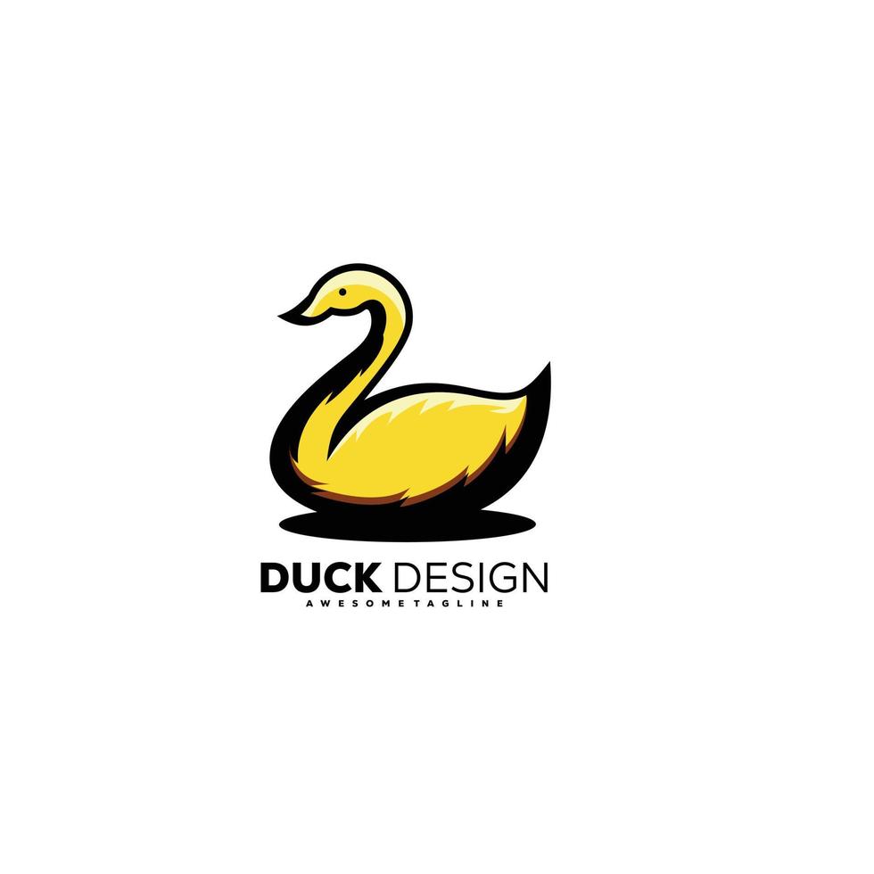 color de ilustración de logotipo de plantilla de diseño de mascota de pato vector