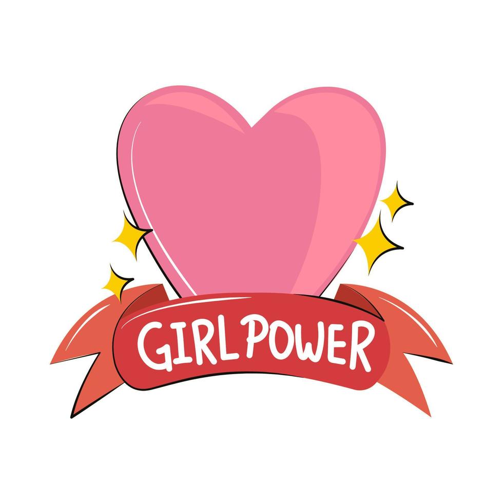 corazón y pancarta de girl power vector