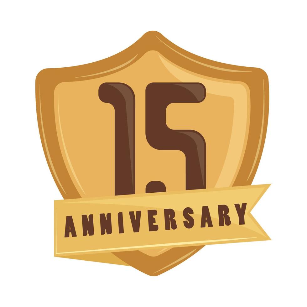 15 anniversary golden badge vector