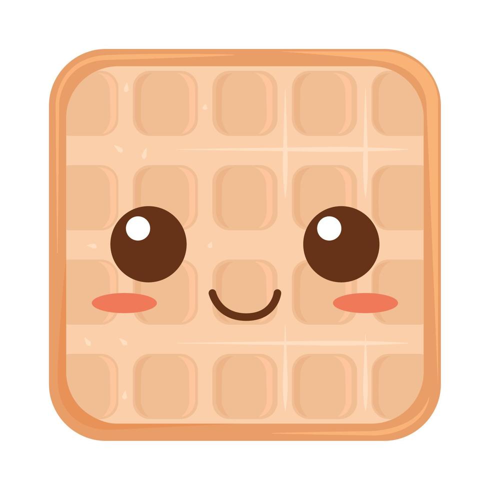 waffle kawaii food vector