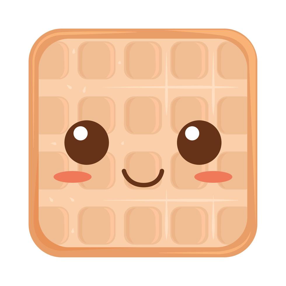 waffle kawaii food vector