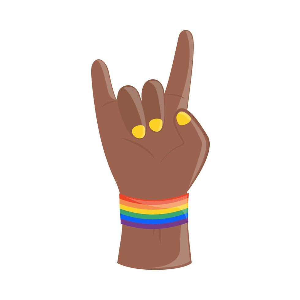 rock and roll hand with bracelet lgbt vector