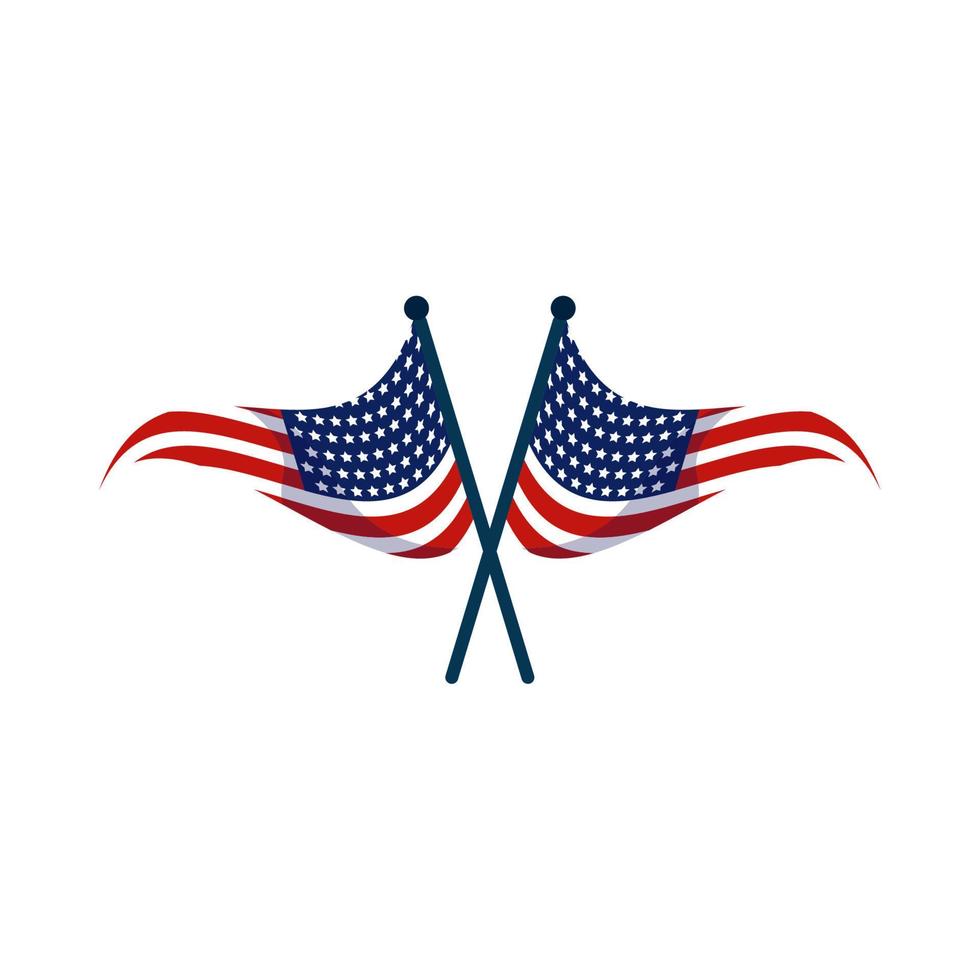 crossed american flags vector