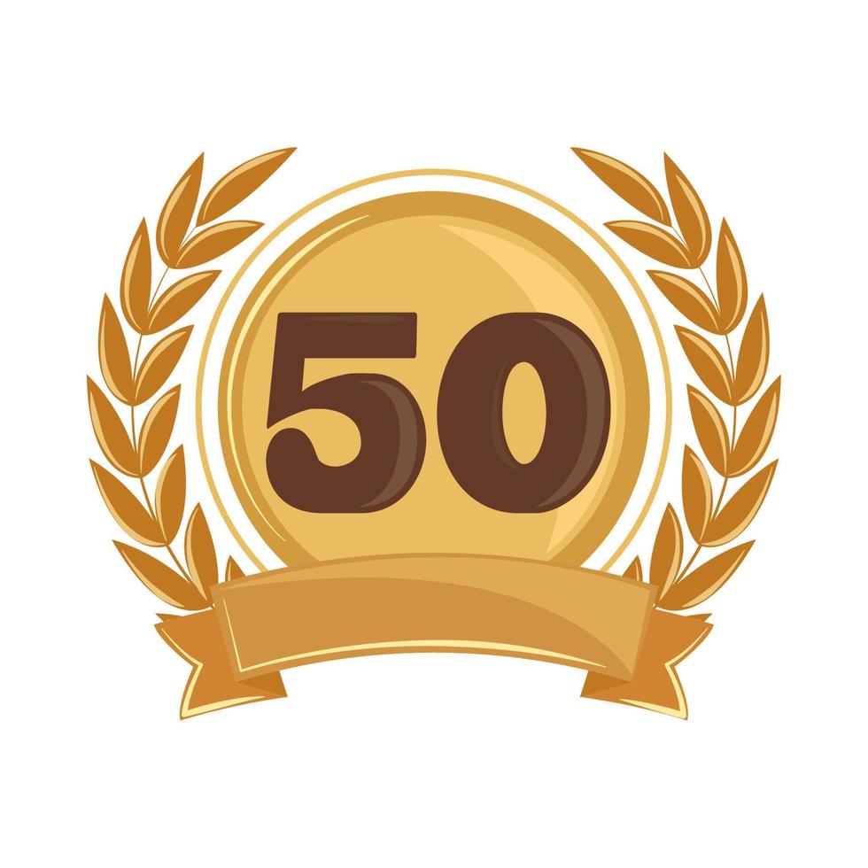 50 anniversary event golden badge vector